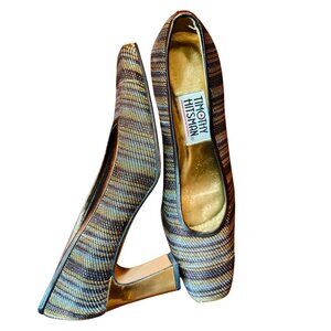 Timothy Hitsman Vintage 90s Metallic Woven Pumps Unworn 7.5 M